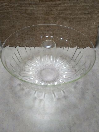 Vintage Clear Glass Tube Bundt Cake Pan Baking Dish Jell - O Mold Thin Glass