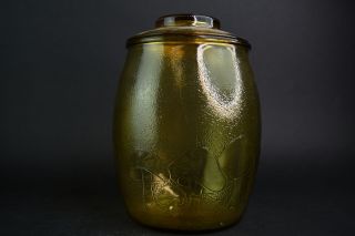 Vintage Bartlett Collins Amber Glass Mushroom Cookie Jar W/lid Biscuit Storage