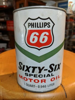 Vintage Phillips 66 Sixty - Six Special Motor Oil 1 Quart Can One