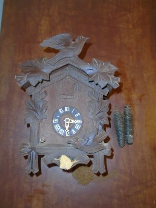 Vintage German Cuckoo Clock Black Forest Angem Movement