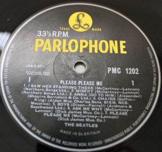 THE BEATLES ' Please Please Me ' 1963 Vinyl LP Black & Yellow Labels MONO - I03 2