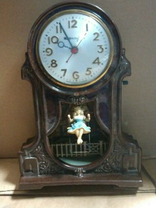 Mastercrafters Girl On A Swing Electric Lighted Vintage Clock - Does Not Run.