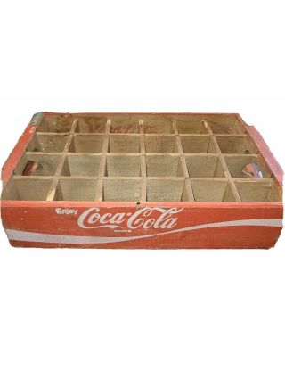 Vintage Red Wood Coca - Cola Coke Soda Crate 24 Pocket Bottles Chattanooga 1974