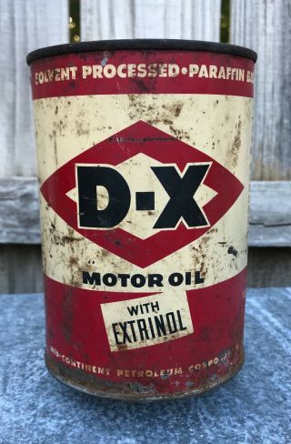 Vintage Dx D - X Motor Oil One Quart Can,  With Extrinol,  Full/unopened