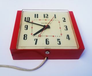 Vintage General Electric Red Wall Clock,  Mid Century Clock,  Model 2ha38