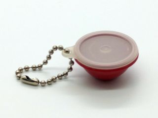 Vintage Tupperware Bowl Keychain Keyring Red