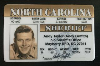 Sheriff Andy Taylor Magnet Mayberry Nc Novelty Sheriff Andy Griffith License Tv