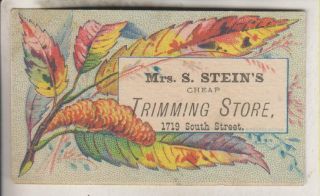 Vintage Advertising Card - Mrs.  S.  Stein 
