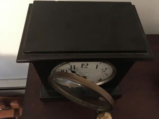 Vintage Seth Thomas Mantel Shelf Clock Key Wind 9” x 5 1/2” x 9” & Pendulum USA 3