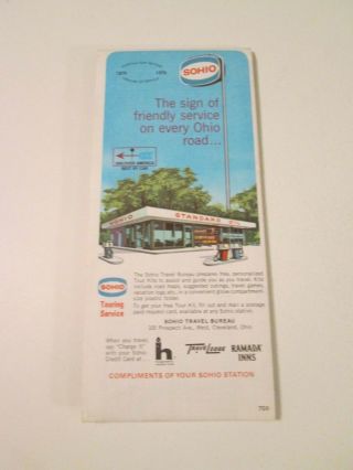 Vintage 1965 SOHIO - Road Map of Ohio - Oil Gas Service Station Travel Road Map 2