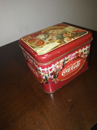 Vintage Coca Cola Rectangle Candy Cookies Tin 6.  5 " X5 " X4.  5 "