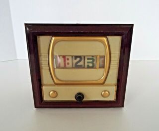 Vintage Numechron Tymeter Tv Clock 1956 Mid Century Bakelite Lighted Tele - Vision