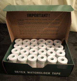 Box 24 Rolls Of Detex Watchclock Watchman Time Clock Recorder Paper 1 3/4” Wide
