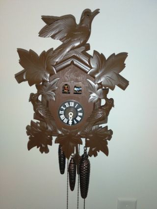 Antique German Black Forest Cuckoo Clock Musical Bird & Man,  Not