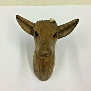 Vintage Black Forest Cuckoo Clock Wood Stag Deer Head Case Trim Part Htf