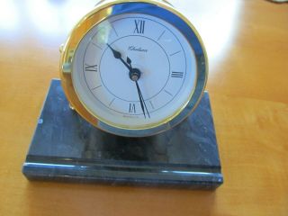 Chelsea Brass Desk Clock On Black Marble Base