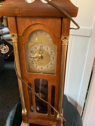 Vintage United Metal Goods Electric Mini Grandfather Mantle Or Wall Clock