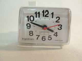 Ingraham Electric Alarm Clock Lighted Dial Model 49 504 White Made In Usa