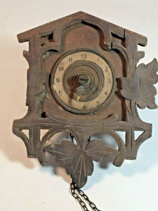 Antique Black Forest Cuckoo Clock Germany Small With Pine Cone Weight