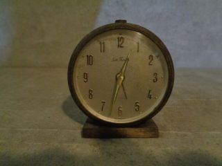 Vtg Small Mid - Century Seth Thomas Brass Wind Up Alarm Clock