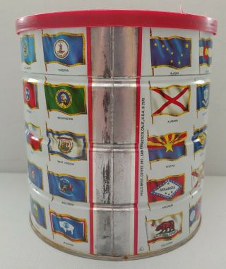 Vintage 1970 Hills Brothers Flags of the 50 Fifty States Tin Coffee Can 2