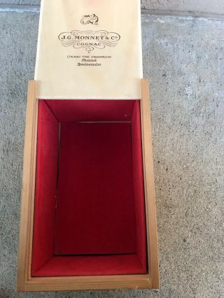 JG Monnet Cognac Liquor Box Vintage Wood Empty Crate Storage 2