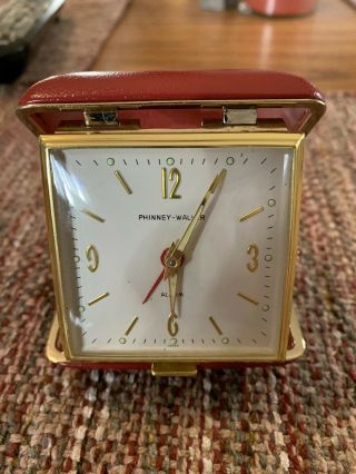 Vintage Phinney Walker Folding Travel Alarm Clock Made In Japan Case Glow N.  O.  S
