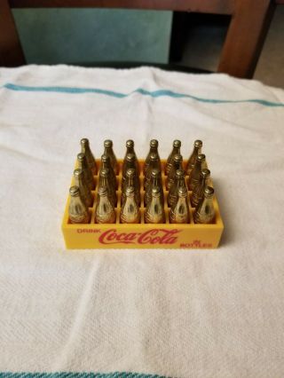 Vintage Mini Coca Cola Crate W/ 24 Gold Bottles Miniature