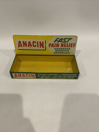 Anacin Store Display Tin Pain Relief Vintage Rare