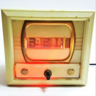 1950 ' s Tymeter Tele - Vision Clock Electric Flip Number Numechron TV MCM 2