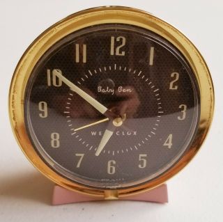 Vintage Westclox Baby Ben Wind Up Alarm Clock Style 7 1956 To 1964 Pink Case