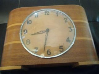 Vintage 1950s 60s Insurance 7 day Time Saving Clock Walnut veneer plywood 2