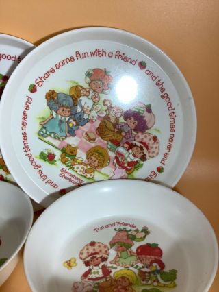 Vintage Strawberry Shortcake plates and bowls,  plastic,  by Silite 2