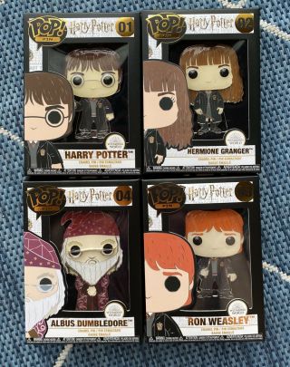 Funko Pop Pins Harry Potter Set Hermione Ron Dumbledore Enamel Pins