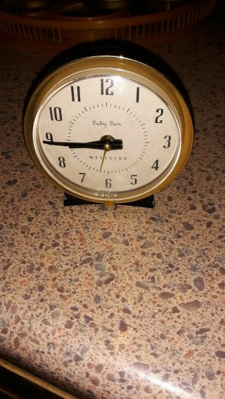 Mid - Century Westclox Baby Ben Alarm Clock Brass & Black Metal 61 - Y Usa