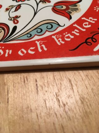 Vtg BERGGREN Swedish Ceramic Trivet: A Meal Should Be Done With Butter and Love 2
