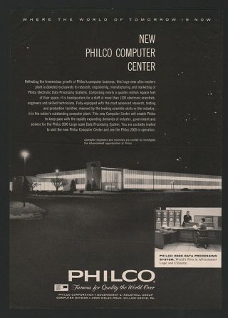 1960 Philco 2000 Vintage Computer Center Grand Opening Invitation Photo Ad