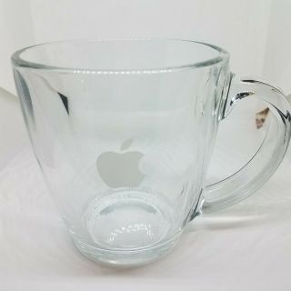 Vintage Apple Computer Clear Glass Coffee Mug,  Etched Logo,  Libbey Glass Co