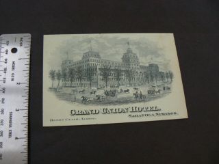 Trade Card,  Grand Union Hotel,  Saratoga Ny,  1881