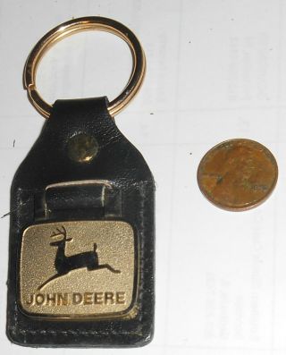 Vintage John Deere Running Deer Black Keychain
