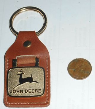 Vintage John Deere Running Deer Brown Keychain