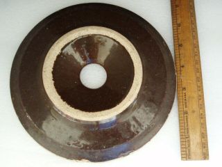 Vintage/antique Salt Glazed Brown Stoneware Butter Churn Lid,  7 - 1/8 " In Diameter