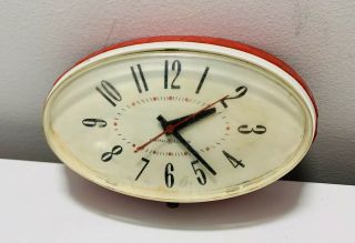 General Electric Ge Red/white Retro Vintage Wall Clock
