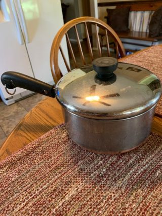 Vintage Revere Ware 1801 2 Qt.  Sauce Pan With Lid Copper Bottom Clinton Ill.