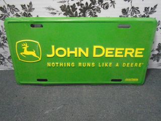 John Deere Green License Plate " Nothing Runs Like A Deere " Pre - Owned