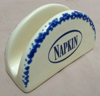 Vintage Blue And White Ceramic Napkin Holder - Small Size