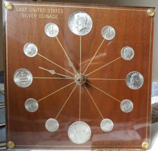 Marion Kay Clock Uncirculated 1964 Last Silver Coins Coinage Numismatic Lucite
