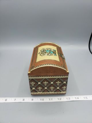 Vtg Metal Tin Box Trunk Treasures Chest West Germany Coat of Arms Family Crest 2