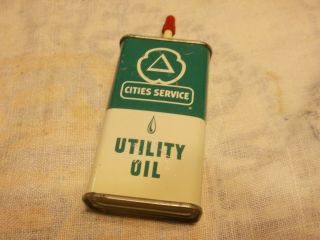 Vintage Advertising Cities Service Oil Co.  Utility Oil Half Full 4 Oz Oiler Tin