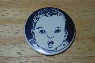 Vintage Gerber Baby Food Round Refrigerator Magnet Blue White 1 3/4 " - Used/gc